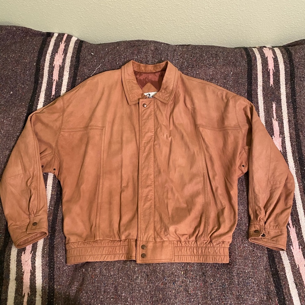 Vintage 80s camel leather bat wing jacket